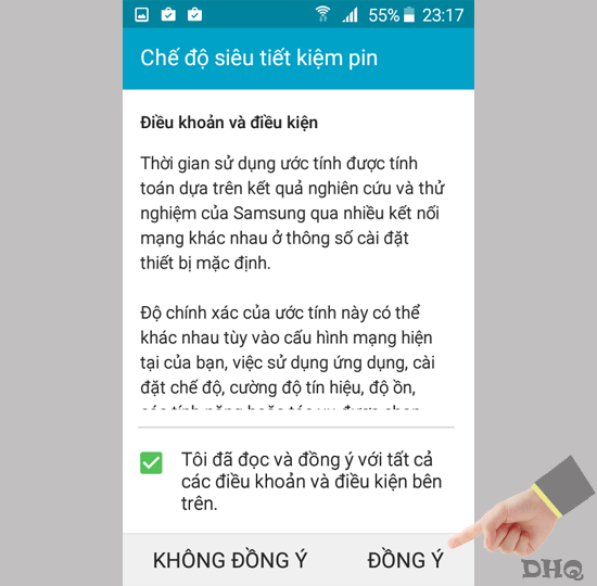 Chọn đồng ý điều khoản